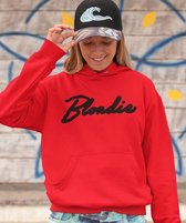 Blondie & Brownie Hoodie Premium Red Black (Blondie - Maat L) | BFF Koppel Sweater | Best Friends Forever