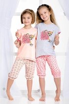 Kinderpyjama Taro Tola zalm roze met opdruk en zalm broek - 116