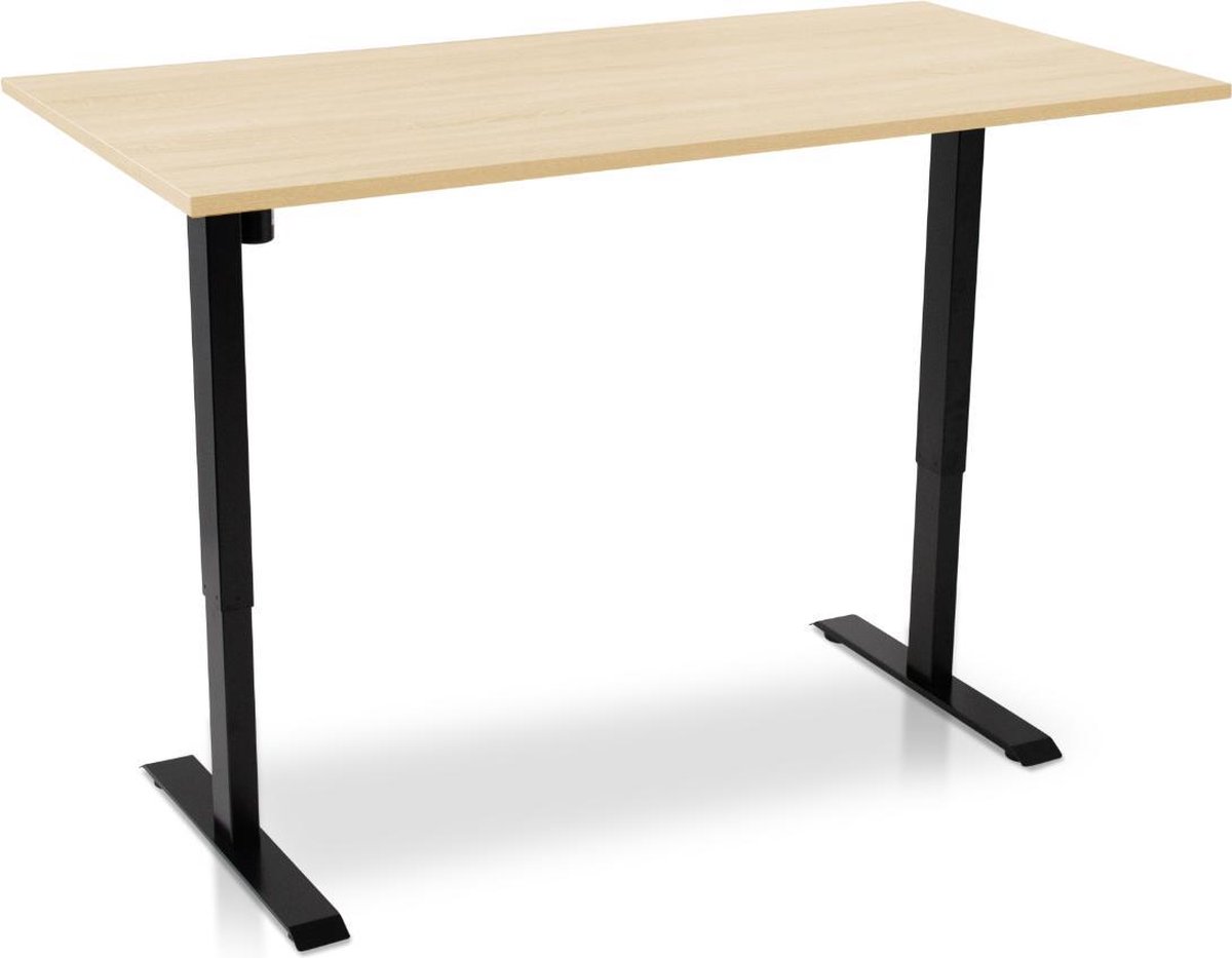 Zit-sta bureau elektrisch verstelbaar - MRC EASY | 160 x 80 cm | inclusief stekkerdoos en kabelklemmen | frame zwart - blad wild peren