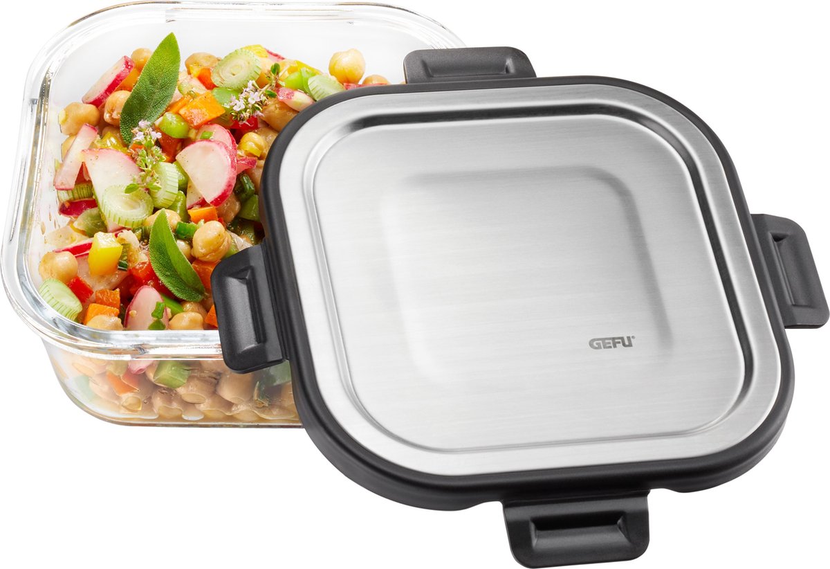 GEFU Vershoudbox Milo - vierkant - glas - 800ml - 15x15cm