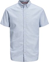 Jack and Jones Heren Overhemd Korte Mouw Blauw Button-Down Slim Fit - M