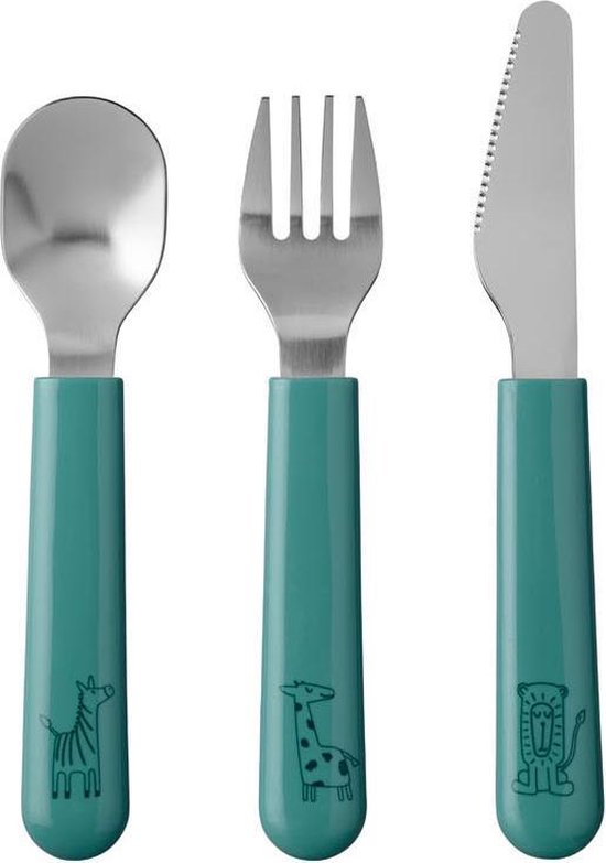 Mepal - Mio kinderbestek set 3-delig - mes, vork en lepel - Deep turquoise