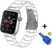Luxe Transparante Armband Geschikt Voor Apple Watch Series 1/2/3/4/5/6/SE 38/40 mm Horloge Bandje - iWatch Schakel Polsband Strap - Met Horlogeband Inkortset - Vervangende Watch Band Schakelb