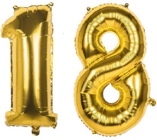 18 Jaar Folie Ballonnen Goud - Happy Birthday - Foil Balloon - Versiering - Verjaardag - Feest - XL - 30 CM