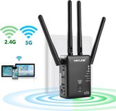 R04 WiFi Versterker - Supersnel - 2.4G en 5G - 1200 MBPS - 3 Repeater / AP / Router Modi - Zwart