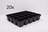 20x kweekbak - Moestuin - Zaaibakjes - Kweekbakken - Zaaibak - Zaaitray - Stektray - Kweekplaat - Kweekbak - Kweektray - Kweekbakjes - Zwart - 30,8 x 26,5 x 6cm