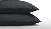 Set van 2 antraciet kleurige (donker grijs) kussenslopen (kussensloop) KATOEN voor hoofdkussen van 60 x 70 cm (op het bed, cadeau idee)