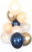 Huwelijk / Bruiloft - Geboorte - Verjaardag ballonnen | Goud - Zalm - Beige - Transparant - Polkadot Dots - Donkerblauw - Blauw | Baby Shower - Kraamfeest - Fotoshoot - Wedding - Birthday - Party - Feest - Huwelijk | Decoratie | DH collection