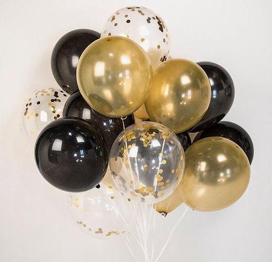 BALLONS TRIO NOIR & OR x6 - P159873