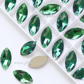 Opnaai Glitter steentjes , Eye Shape Emerald Velvet, Sew on Stone, 2 holes Flatback Rhinestones, Strass Navette 7x15mm 48st| Strasstenen van Glas | Glitter steentjes voor turnpakje, Ritmische