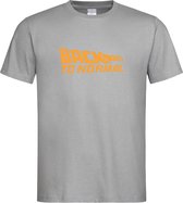 Grijs T shirt met Oranje logo " Back To Normal " print size M