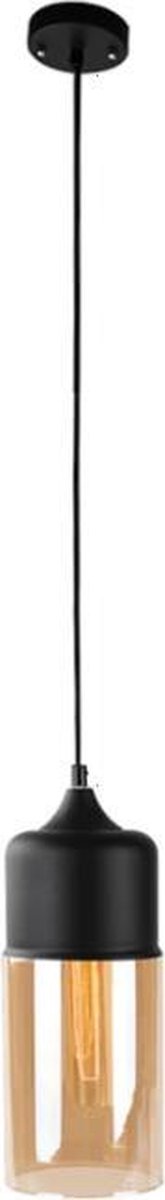 ByMus Moorea - Hanglamp - 1xE27 - Zwart - Metaal - Glas - Hanglamp eetkamer - Hanglamp Woonkamer - Hanglamp industrieel