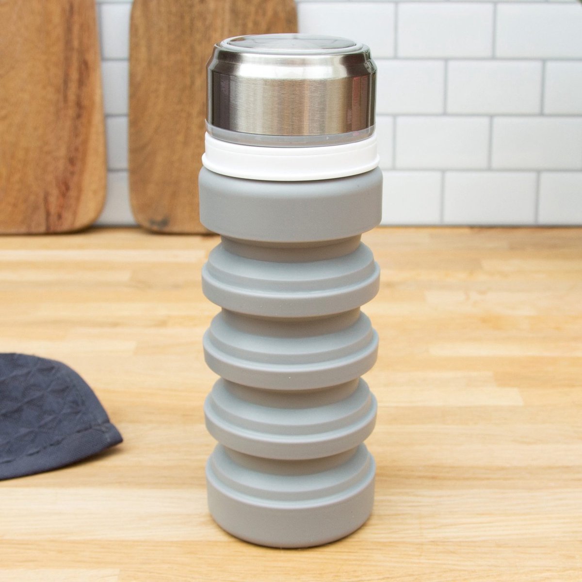 Suck Uk Drinkfles Opvouwbaar 400 Ml Staal/siliconen Grijs