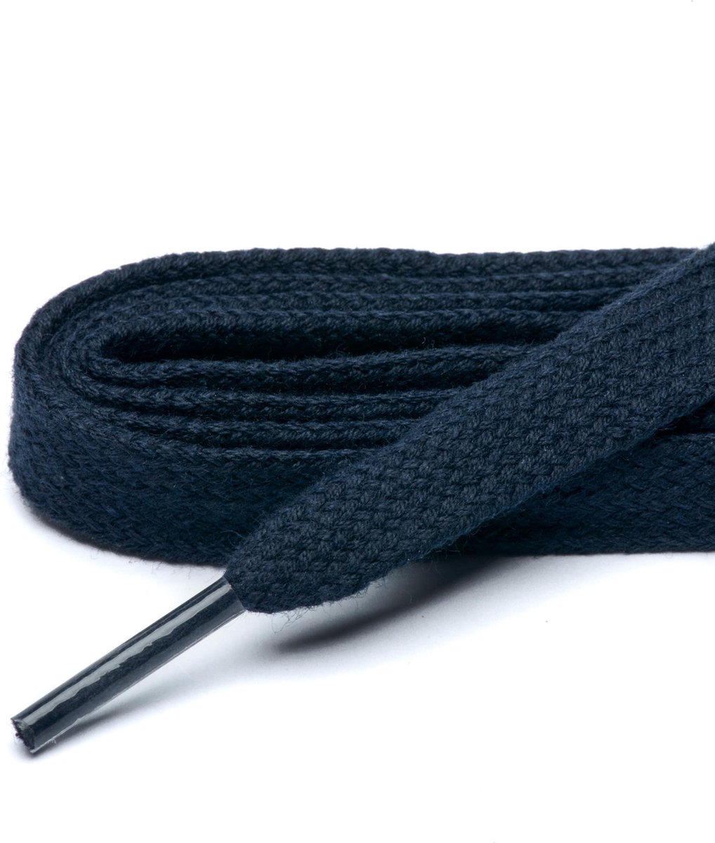 Schoenveters donkerblauw plat 120 cm extra breed 12 mm - 6-8 gaatjes