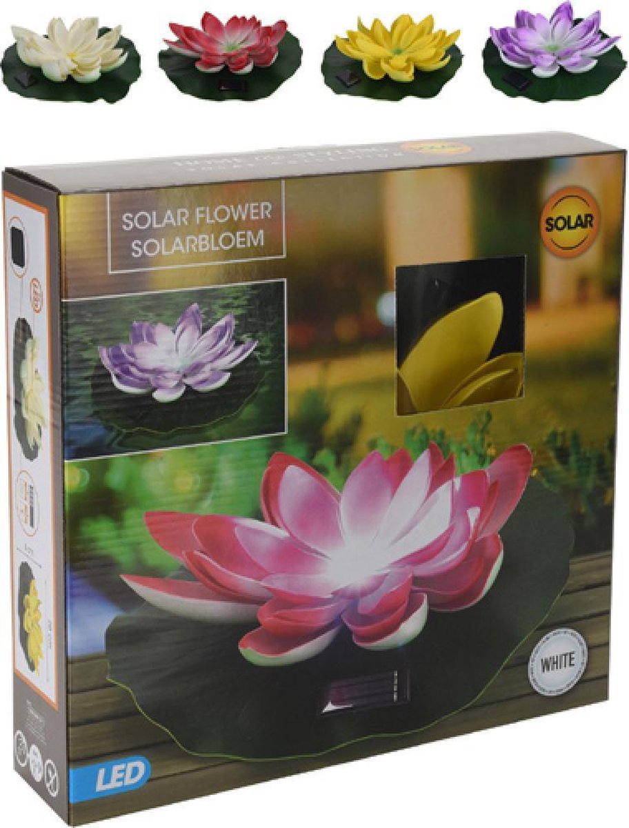 Solar Waterlelie | lotusbloem | Ø 28 cm | incl. LED lamp en batterij |  aan-uit... | bol