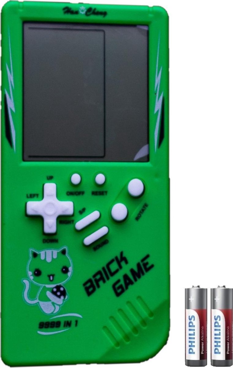 Brickgame Handheld Spelcomputer - Extra Groot Scherm - Tetris - Classic game - Retro spel - Blokken - Groen - Merkloos
