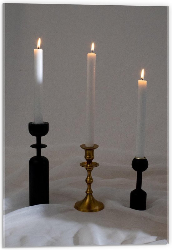 Acrylglas - Zwart/Gouden Kandelaren - 40x60cm Foto op Acrylglas (Wanddecoratie op Acrylglas)