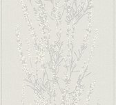 Bloemen behang Profhome 372673-GU vliesbehang licht gestructureerd met bloemen patroon mat grijs beige zilver 5,33 m2