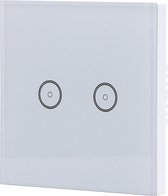 Touchschakelaar Smart WiFi - Igan Smarton - Inbouw - 2-voudig Touch Schakelaar - Incl. Glazen Afdekraam - Wit