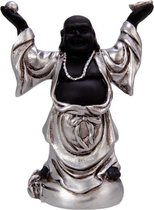 New Dutch Boeddha geluk en voorspoed - Voorspoed - polystone - zwart/zilver - 8cm