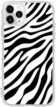 iPhone 12 Pro Max Hoesje - Zebra - Wit - Zwart - Flexibel – Soft - Backcover – Geschikt voor Apple – Case – Schok – Shockproof – Cover – Bescherming – Smartphone – Telefoon Accessoire – GSM –