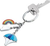 Troika Sluitelhanger met drie bedels, wolk, paraplu en regenboog.