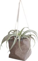 Mica - Set/3 - Plantenhangers - Leatherlook - Donkerbruin - rond 29 cm