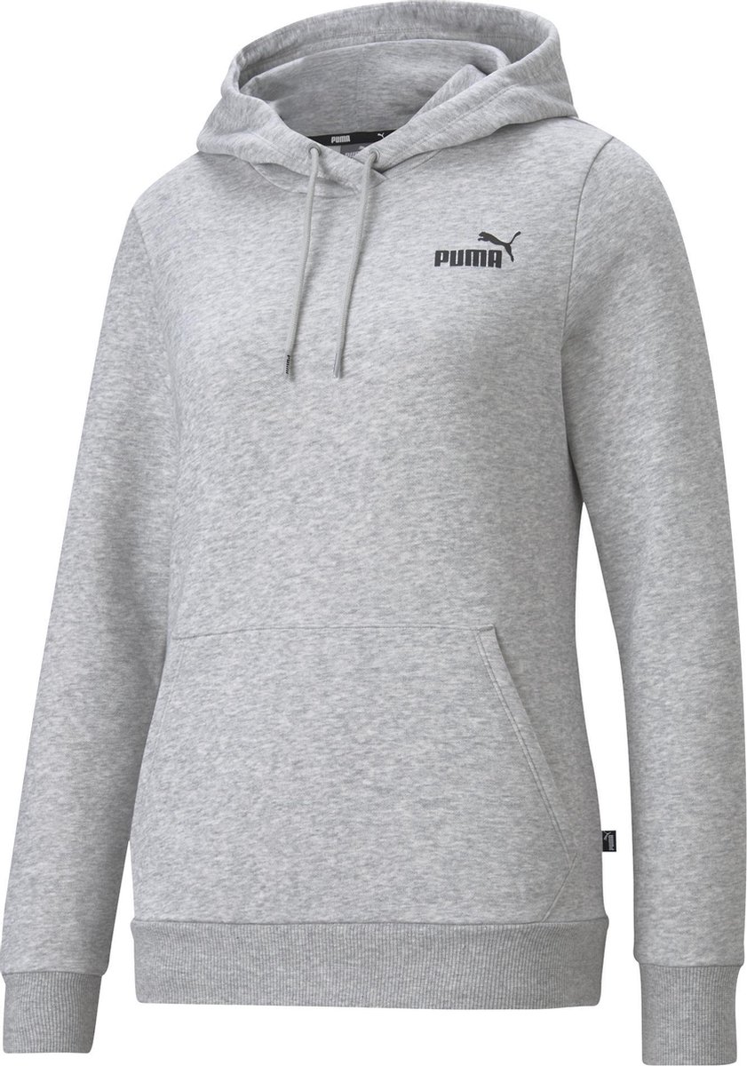 PUMA ESS Small Logo Hoodie FL Dames Trui Lichtgrijs