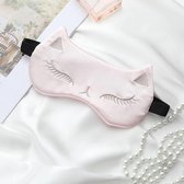 Premium Zijden Slaapmasker - 100% Moerbeizijde - Kat Slaapmasker - Roze