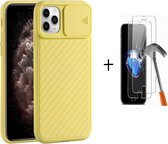 GSMNed – iPhone 11 pro Geel  – hoogwaardig siliconen Case Geel  – iPhone 11 pro Geel  – hoesje voor iPhone Geel  – shockproof – camera bescherming – met screenprotector iPhone 11 pro