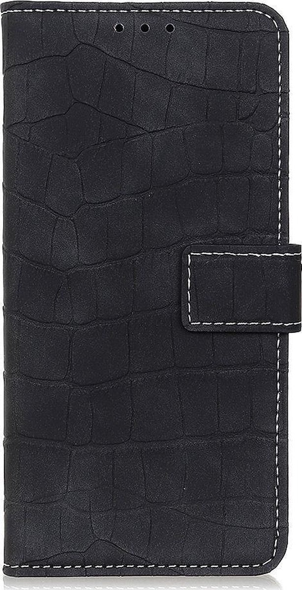 Mobigear Telefoonhoesje geschikt voor HONOR 9X Lite Hoesje | Mobigear Croco Bookcase Portemonnee | Pasjeshouder voor 3 Pasjes | Telefoonhoesje voor Pinpas / OV Kaart / Rijbewijs - Zwart