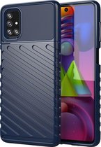 Mobigear Hoesje geschikt voor Samsung Galaxy M51 Telefoonhoesje Flexibel TPU | Mobigear Groove Backcover | Galaxy M51 Case | Back Cover - Blauw