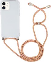 Apple iPhone 12 Mini Hoesje - Mobigear - Lanyard Serie - TPU Hoesje met koord - Transparant / Oranje - Hoesje Geschikt Voor Apple iPhone 12 Mini