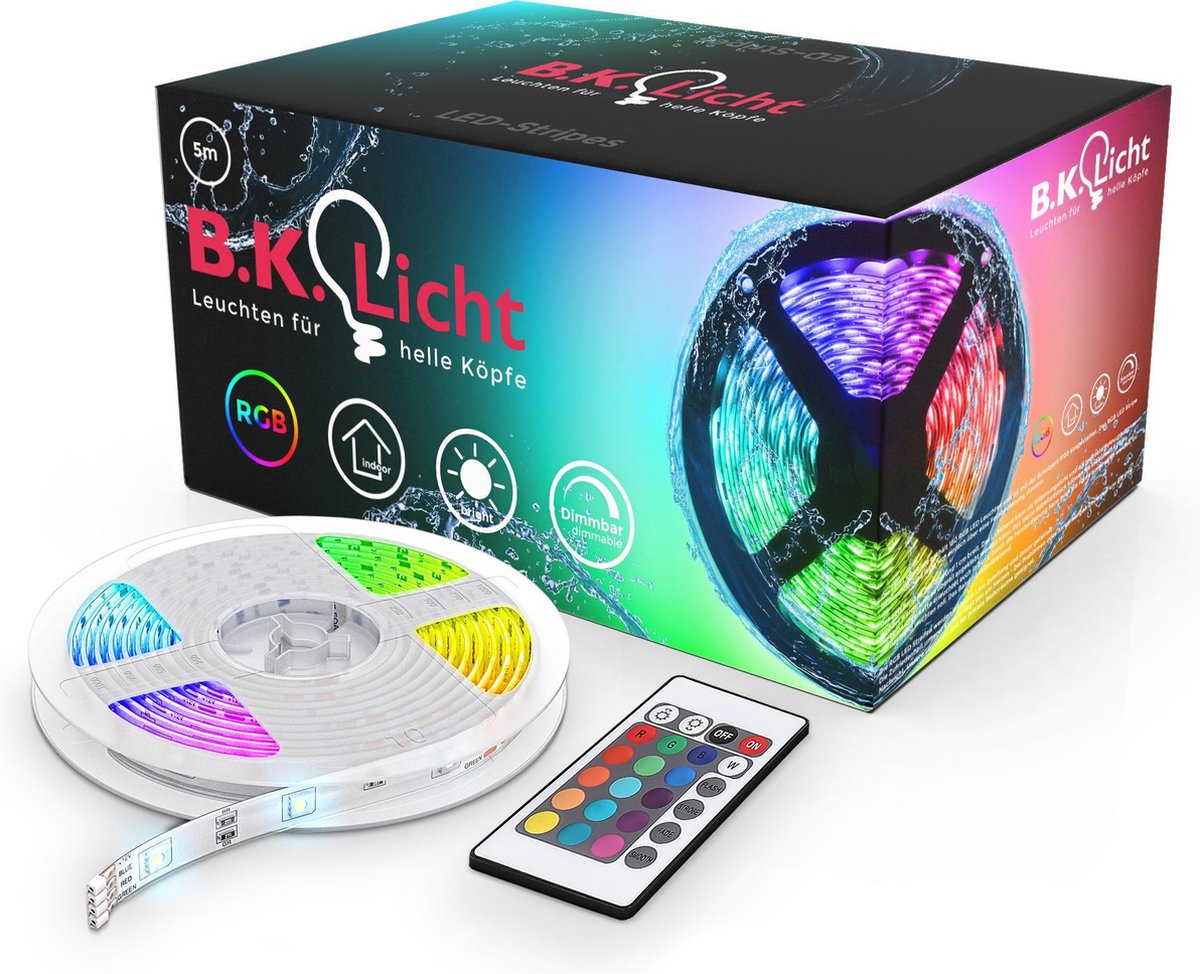 B.K.Licht - LED strip - 5 meter - RGB - incl. afstandsbediening - incl. kleurverandering - zelfkleve