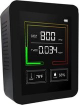 CO2 M eter| Luchtkwaliteitsmeter|CO2 melder en Monitor| Koolstofdioxide meter| CO2 detector| CO2 meter binnen| USB aansluiting/opladen| zwart