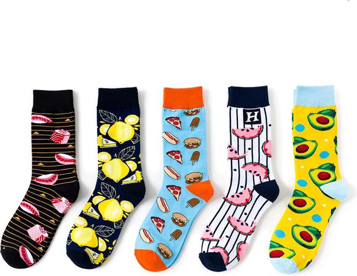 Smiling Socks® Watermeloen & Pizza - Gekke Sokken - Warme Sokken Dames - 5  Paar -... | bol