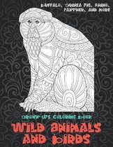 Wild Animals and Birds - Grown-Ups Coloring Book - Buffalo, Guinea pig, Rhino, Panther, and more