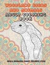 Woodland Birds and Animals - Adult Coloring Book - Impala, Groundhog, Rabbit, Crocodile, other