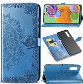 Telefoonhoesje voor Samsung Galaxy A21s | Hoogwaardig PU Leren Bookcase | Lederen Wallet Case | Pasjeshouder | Portemonnee | Mandala Patroon | Blauw