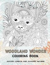 Woodland Wonder - Coloring Book - Antelope, Hamster, Hare, Alligator, and more