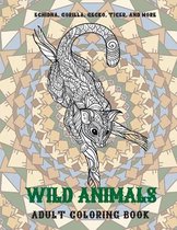 Wild Animals - Adult Coloring Book - Echidna, Gorilla, Gecko, Tiger, and more