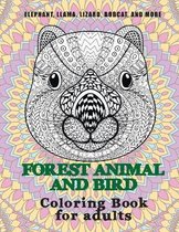 Forest Animal and Bird - Coloring Book for adults - Elephant, Llama, Lizard, Bobcat, and more