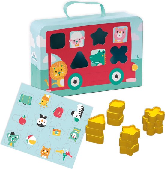 SES Tiny Talents - Vormenstoof koffer bus - 12 vormen - inclusief koffertje en stickers van SES — afbeelding 3