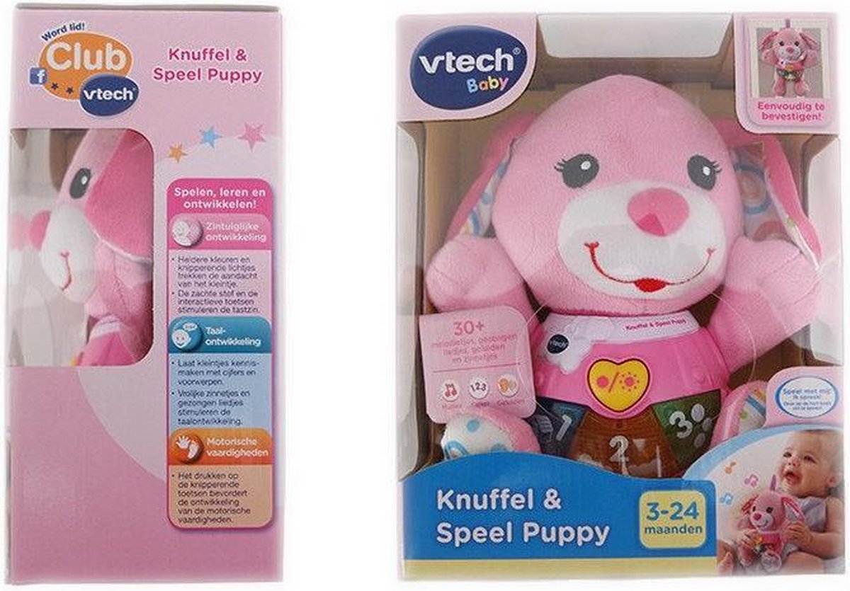 VTech Baby Knuffel & Speel Puppy - Educatief Babyspeelgoed - Roze - 3 tot  24 Maanden | bol.com