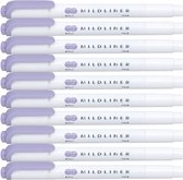 Zebra Mildliner Double-Sided Highlighter - Fine / Bold – Mild Violet Set van 10 verpakt in een Zipperbag