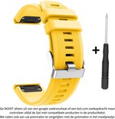 Geel Siliconen Bandje geschikt voor Garmin Fenix 5 (& 5 Plus & Sapphire) / Forerunner 935/945 / Quatix 5 &5 Sapphire / Fenix 6 &6 Plus / Approach S60 & S62 / MARQ / D2 Delta – Maat: foto – Quickfit Compatibel – 22 mm yellow smartwatch strap - band