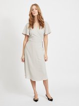 VILA VILOVIE S/S WRAP MIDI DRESS/SU Dove - NOOS Dames Jurk - Maat 36