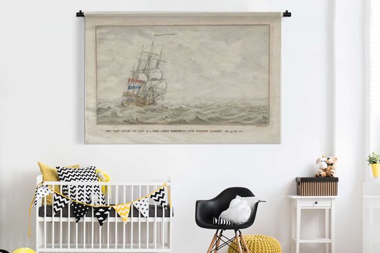 Tapisserie Peintures COV - Le navire Woestduin se coince sur le Noorderrassen - Peinture de Cornelis de Jonker Tapisserie coton 180x120 cm - Tapisserie avec photo XXL / Groot format!
