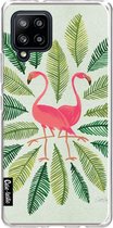 Casetastic Samsung Galaxy A42 (2020) 5G Hoesje - Softcover Hoesje met Design - Flamingos Green Print