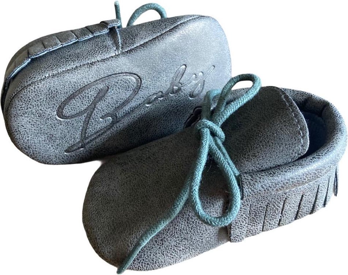 Baby Moccasin - LEER - Grey - 6-12 mnd